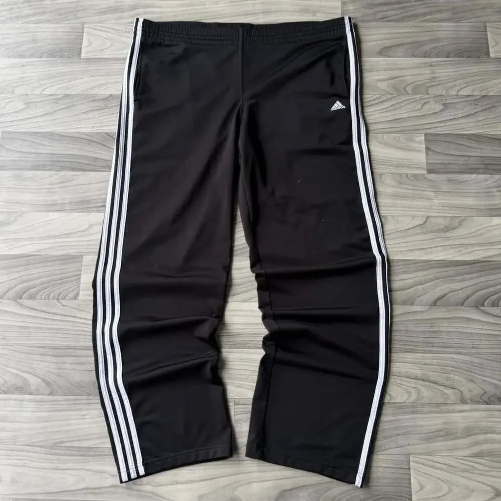 Adidas Striped Track Pants Men's XL Black White Athletic Y2K